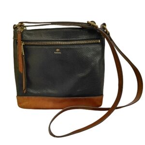 Fossil Two-Tone Pebble Leather Shoulder Bag